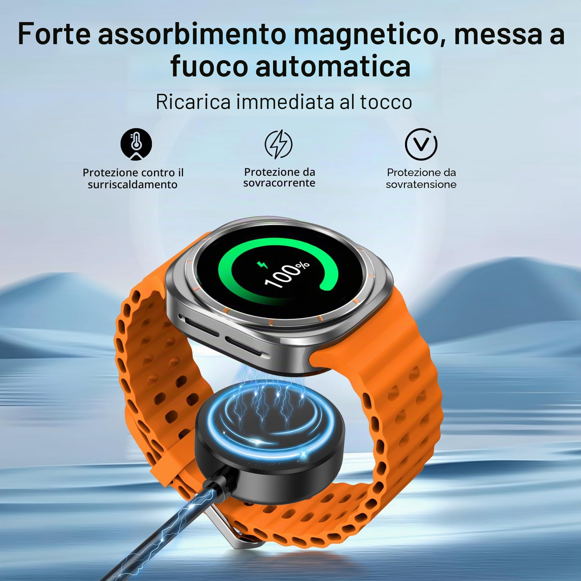 Caricatore Galaxy Watch 2 in 1, 25 W USB-C, compatibile con Galaxy Watch 8/7/Ultra/6/6 Classic/5 Pro/5/4/4 classic/3/Active2/1, per Galaxy S25 Ultra/S24/S23/S22/S21 e Buds