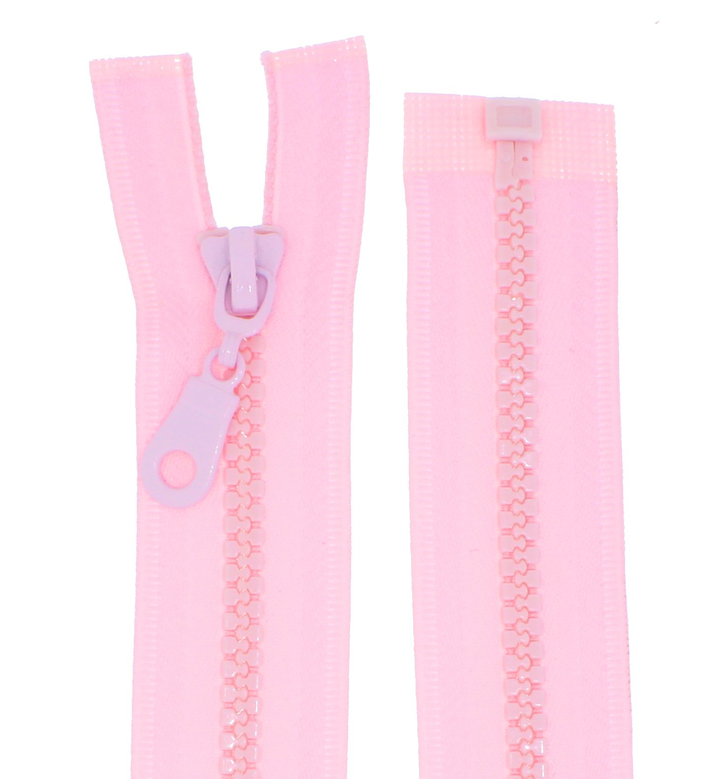 Reißverschluss Aus Kunststoff – Teilbar, 45 Cm Lang, 3 Cm Breit, Maschenweite 5 Mm, Farbe Rosa