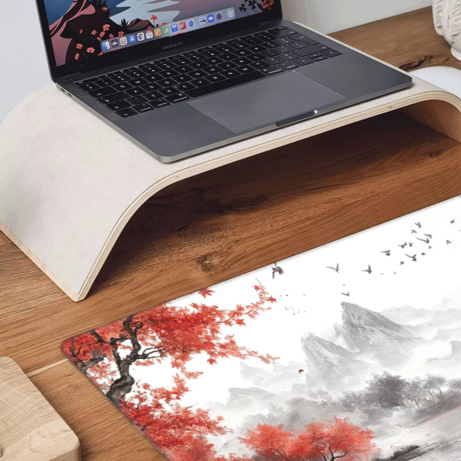 Biała podkładka pod mysz XXL krajobraz mata na biurko 1600 x 800 x 3 mm zmywalna podkładka do gier na laptopa, z antypoślizgową gumową podstawą do gier, PC, pracowników biurowych Y957