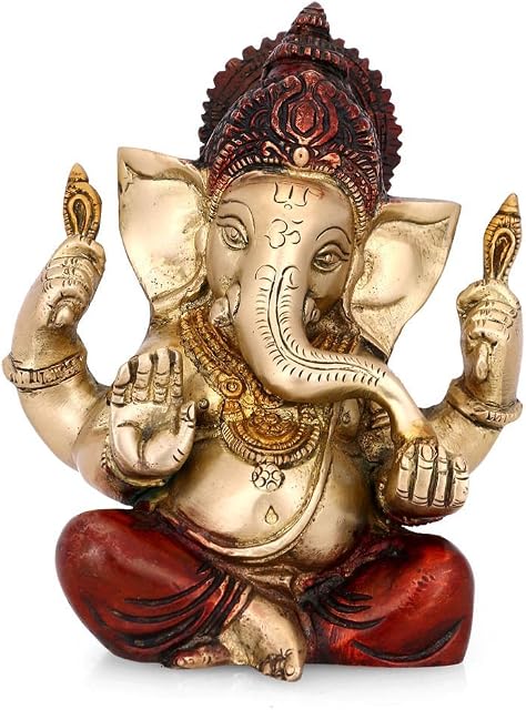 Blessing Brass Ganesh Idol Elephant Hindu God Ganesha Sculpture -Ganpati Handmade Statues