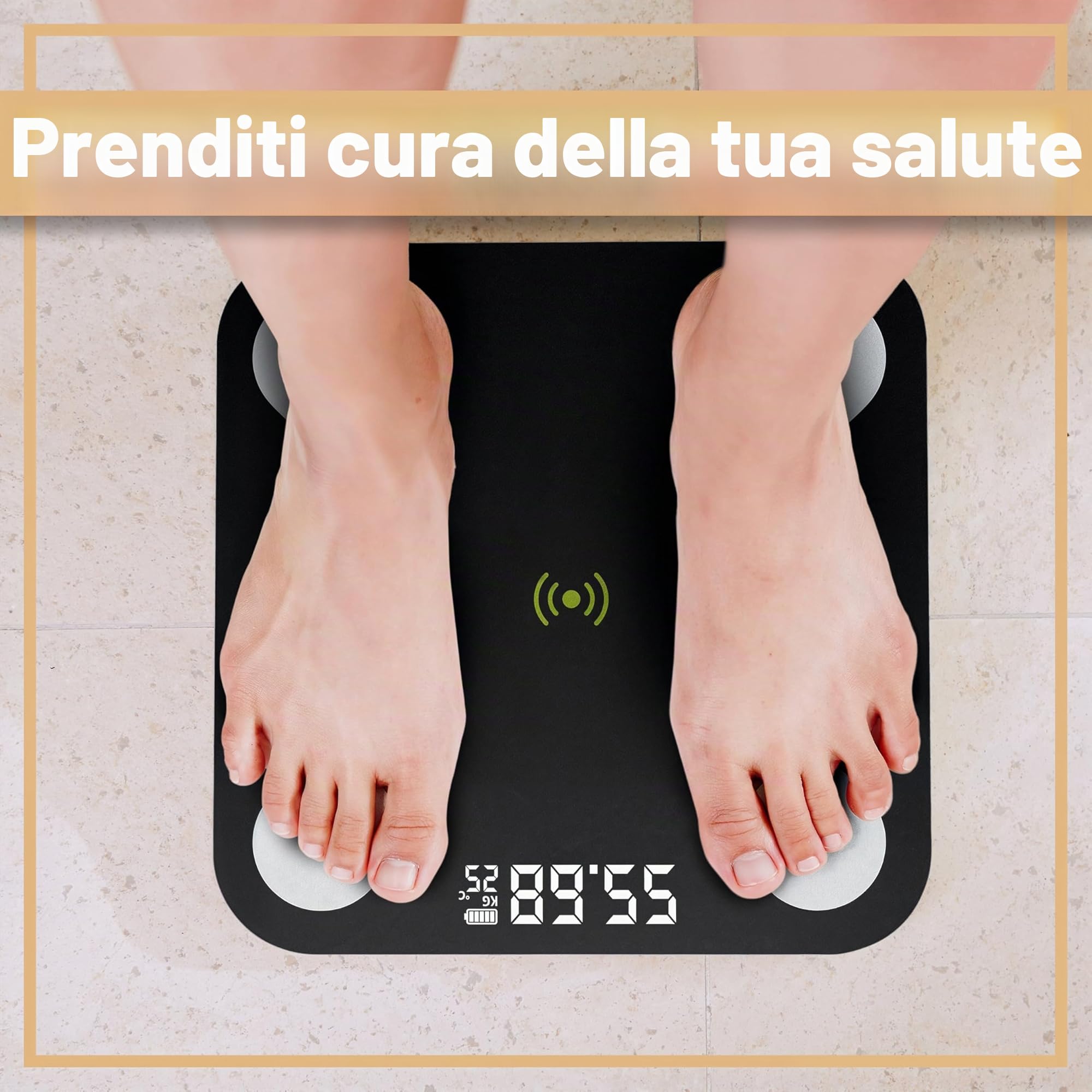 Retoo Bilancia Pesapersone digitale Bluetooth per il grasso corporeo con bilancia analisi del corpo, in vetro temperato, con App iOS e Android, bilancia intelligente per massa muscolare