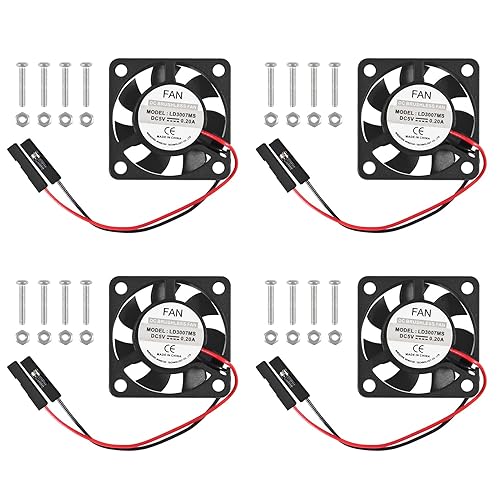 Raspberry Pi - Juego de 4 ventiladores de refrigeración sin escobillas con disipador de calor y conector de interfaz uno a dos, compatible con