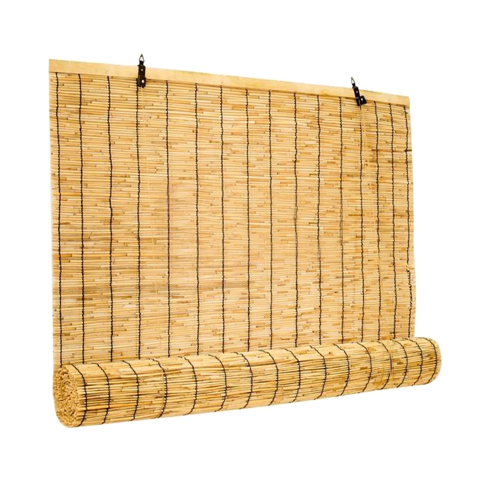 kufu01 Partition Privacy Sun Shade Reed Curtain,Light Filtering Roller Shades Blinds,Decoration Roman Bamboo Roll Up Window,for Courtyards/Greenhouses/Balconies/Thatched Houses (60x100cm/24x39in)