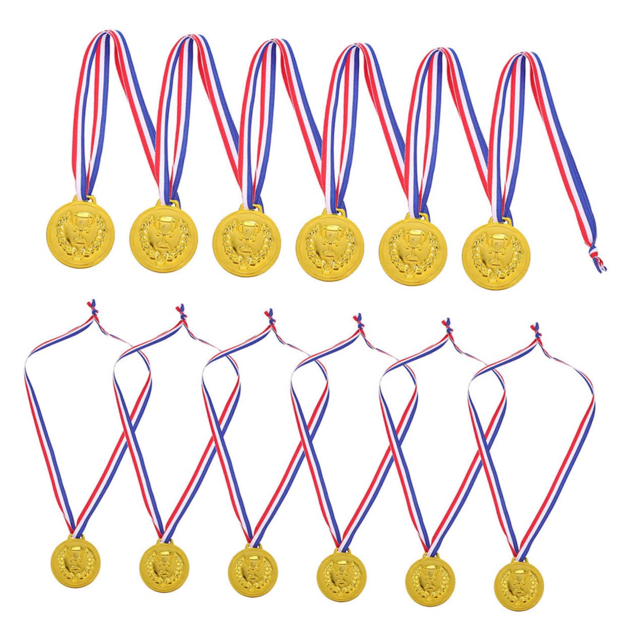 HEMOTON 50 Medaglie per Bambini in Lega di Zinco, Colore Oro, con Nastro, per Competizioni e Eventi Sportivi, Premi Leggeri e Resistenti | Lega di Zinco e Nastro, Design Portatile e Versatile, Articolo per Party Football