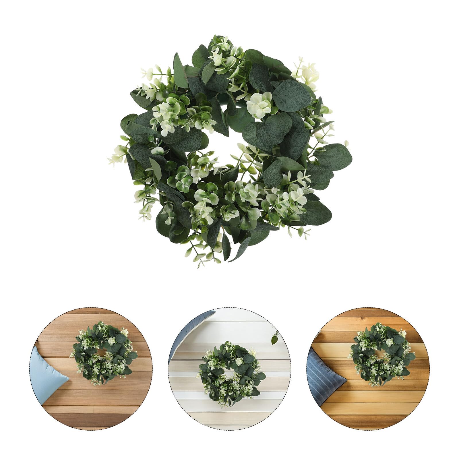 PACKOVE 4 Pezzi Ghirlanda Compatta Artificiale di Eucalipto Verde in PE e Tessuto e Durevole per Decorazione da Interno su Pareti e Centrotavola
