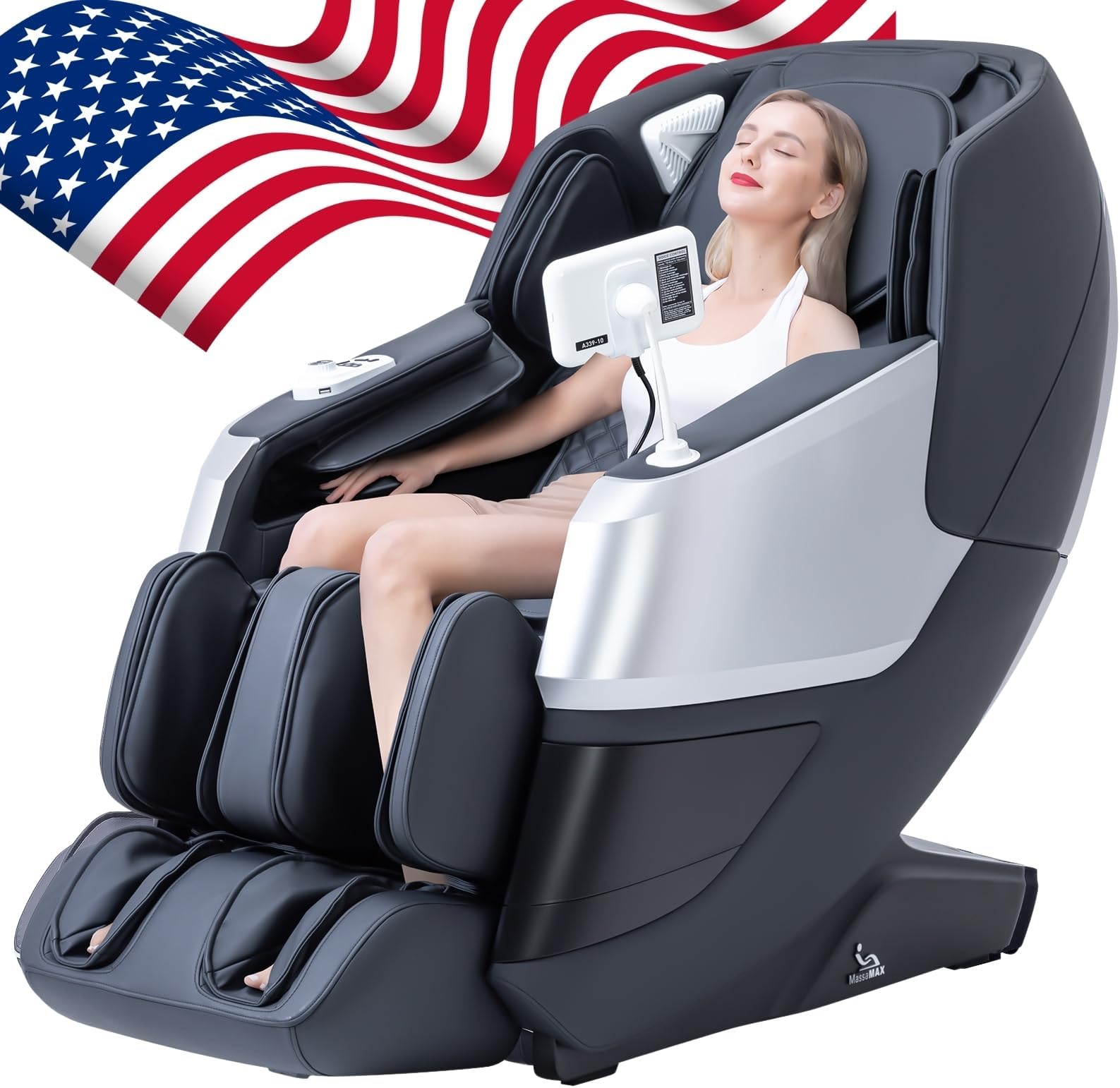 MassaMAX 4D Massage Chair, Full Body Recliner with Zero Gravity, Electric Extendable Footrest, AI Voice Control, Automatic Body Scan, Deep Yoga Stretch, Foot Rollers, and Heat(MT339-Mix)