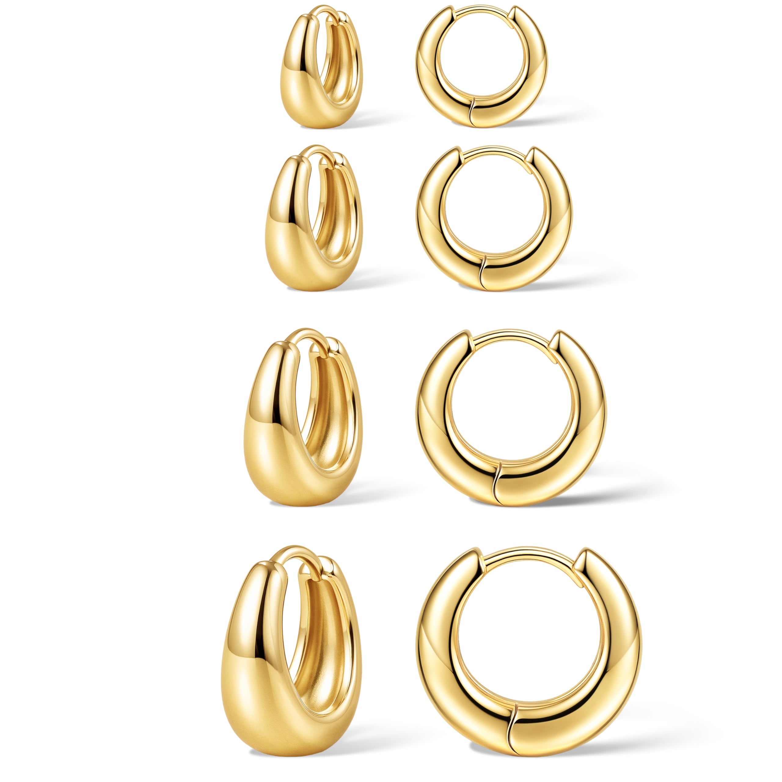 Small Gold Huggie Hoop Earrings Set for Women Men Hypoallergenic 14K Plated Stack Cartilage Earrings, Sterling Silver Multiple Piercing Lightweight Mini Thin Cute Dainty Trendy Jewelry Gifts for Women