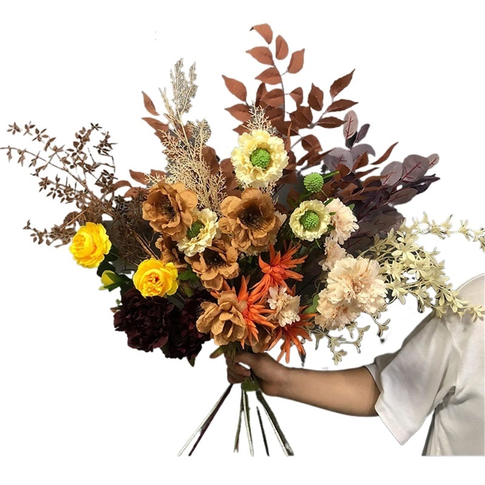 LuoAXINN Artificial Flower Branches Autumn Rayon Rose Botanical Bouquet, DIY Flower Arrangement, Wedding Party(Color6)