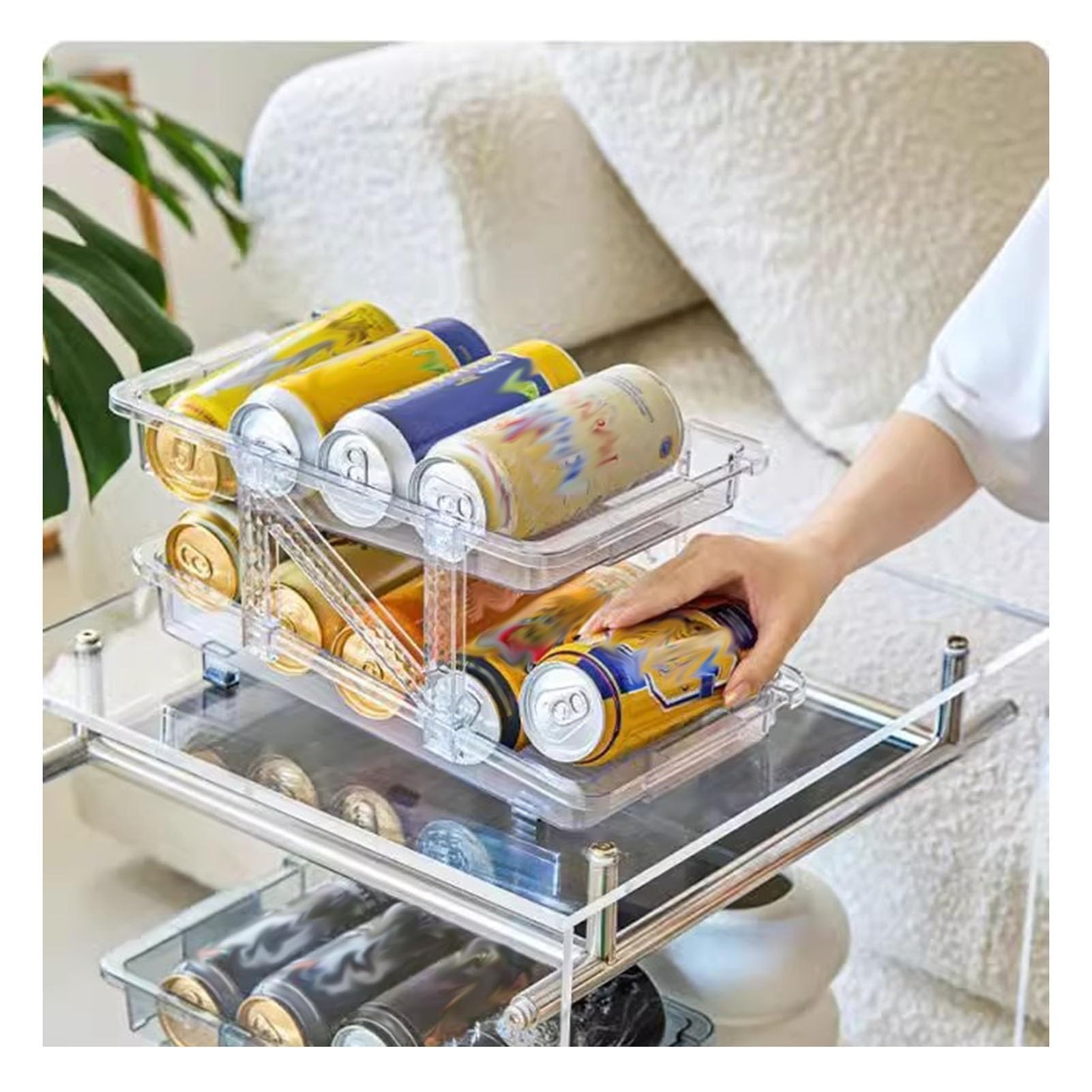 Kühlschrank Organizer Dosen Soda-Dosenspender Für Kühlschrank, Verstellbare Breite, Rollender Getränke-Organizer-Halter Für Kühlschrank, Faltbare Organizer-Aufbewahrung