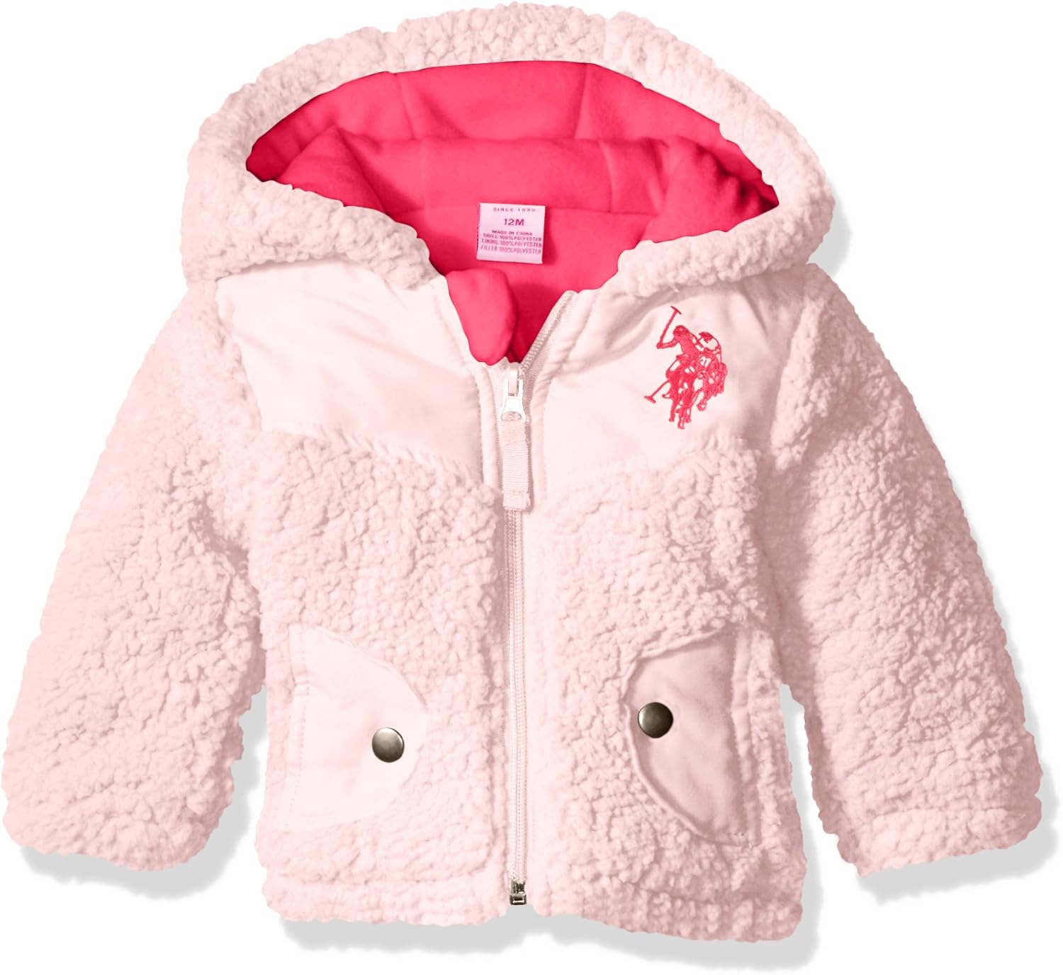 U.S. Polo Assn. Baby Girls' Whubby Shell Jacket, Light Pink, 24 Months Clothing