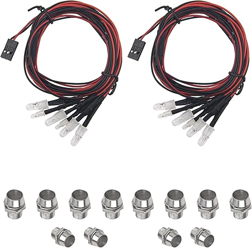 Miniatura 4 de Paquete de 2 faros delanteros LED HIRCQOO 6LED RC para automóvil, iluminación trasera con cable JR Y compatible con Traxxas HSP Tamiya Redcat RC4WD