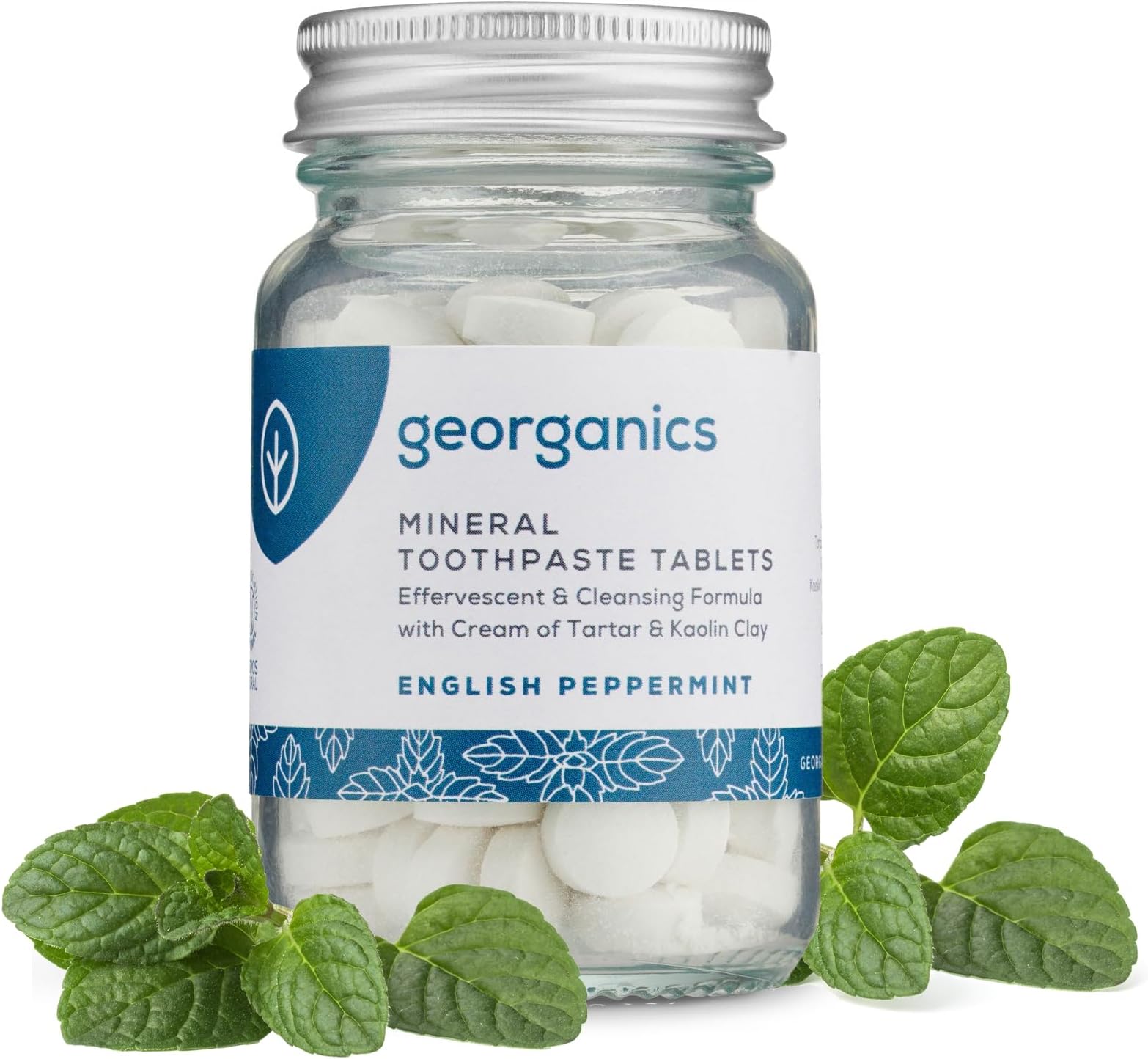Organic Natural Mouthwash Tablets - Mouth and Breath Freshening Tablets with Sodium Bicarbonate and Menthol - Vegan, SLS, Cruelty and Fluoride Free - English Peppermint - 180 Tablets