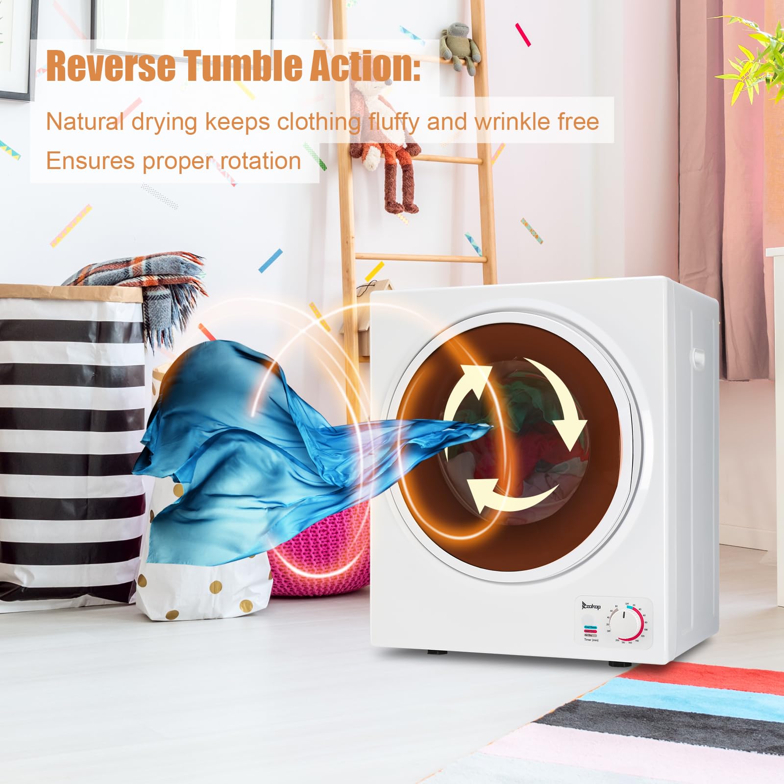 LEADZM Sèche-linge compact 850W 2.5KG évacuation portable pour appartement maison dortoir Classe énergétique C
