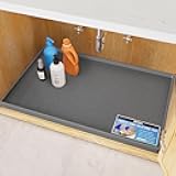 Jin&Bao Waterproof Under Sink Mat 34x22 for Kitchen and Bathroom, Thicken Cabinet Protector and Kitchen Shelf Liner, Organizer and Storage, Multipurpose Mat for Pets, Coffee Area, and Shoe Entryway