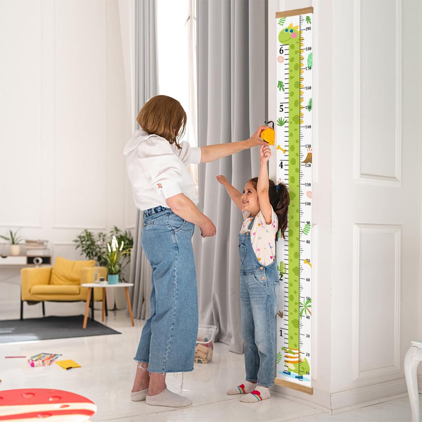 CATOR Toise Pliable en bois murale enfant, Toise Croissance hauteur, Toile Hauteur Mesure pour chambre d'enfant, salon, salle de jeux, jardin d'enfants et autres décorations murales(200cm * 20cm)