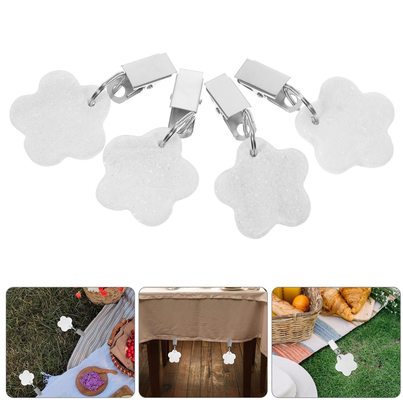 Kichvoe 4pezzi Pesi per Tovaglia Antivento Forma di Fiore Clip per Tovaglia da Esterno Pesi per Coperture per Tavolo per -nic e all Aperto