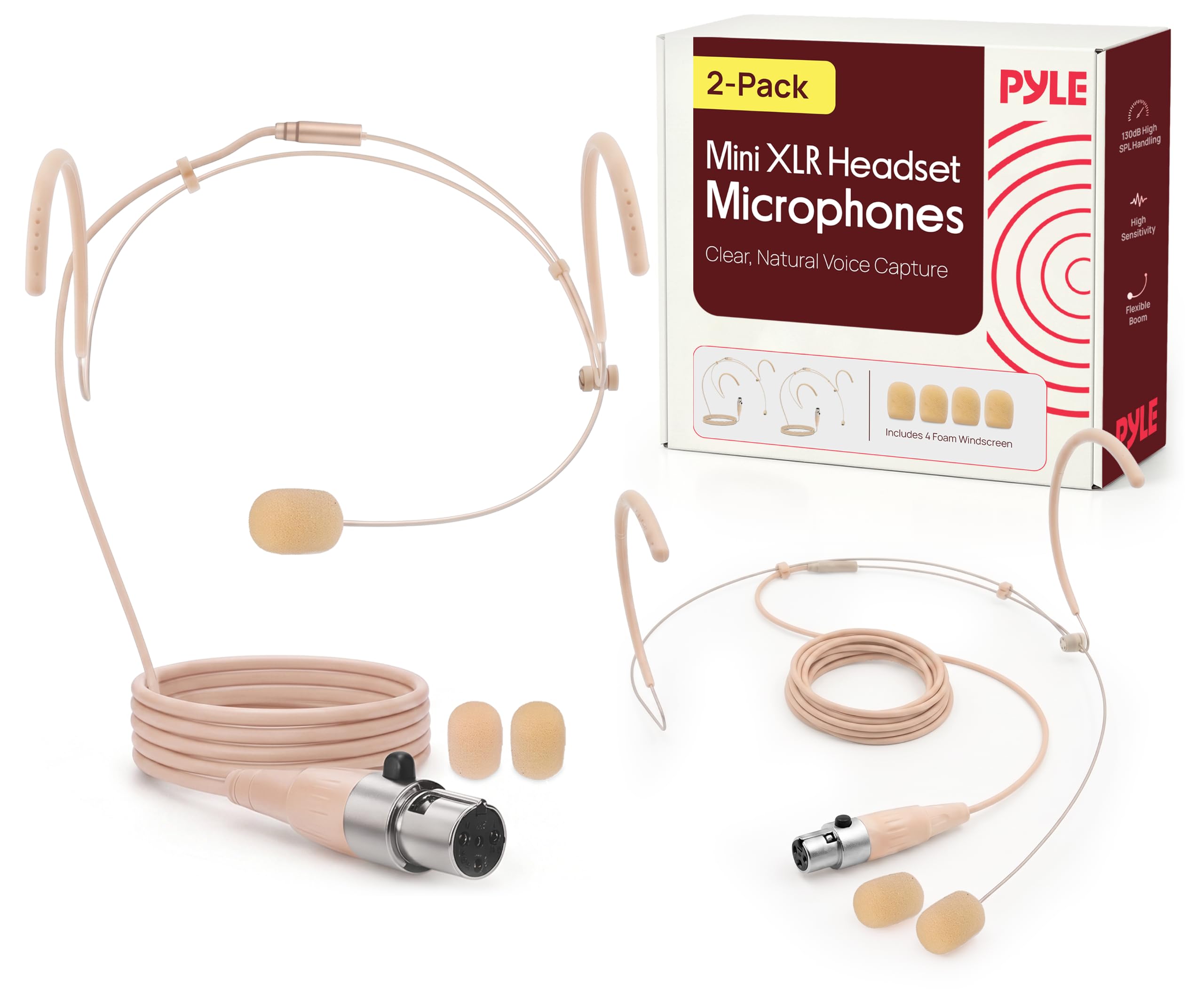 Pyle Headset Boom Mini XLR Microphone (2-Pack) 2-pack