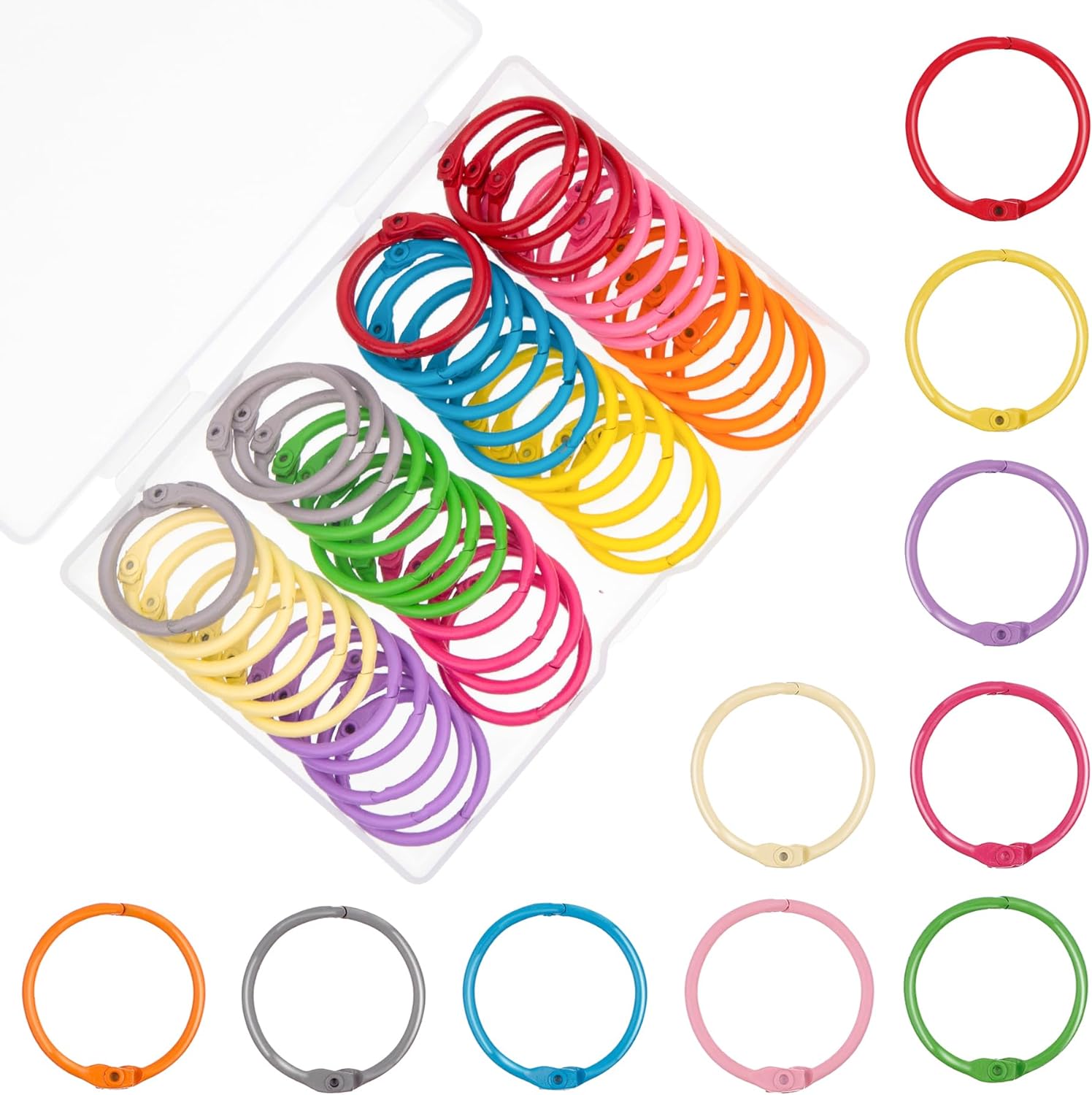 100 Pack 1 Inch Loose Leaf Binder Rings Colorful for Index Cards Book Rings