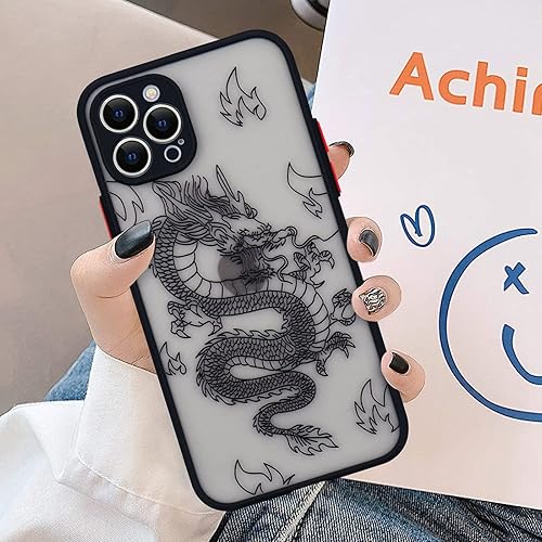 Miniatura 2 de Funda compatible con iPhone 14 Pro Max de 6.7 pulgadas, diseño de patrón 3D de animal dragón esmerilado, parte trasera de policarbonato esmerilado,