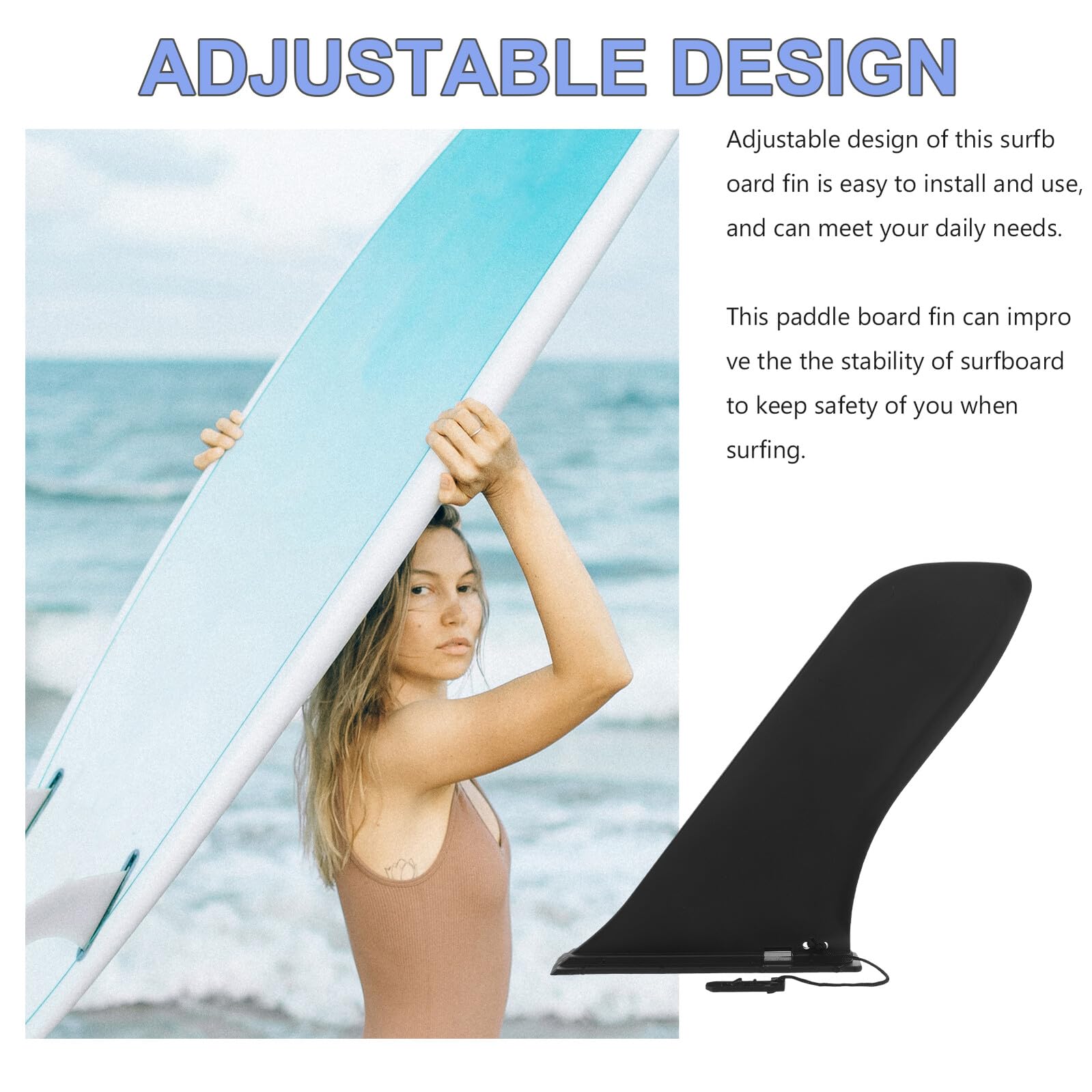 CLISPEED Aileron de Surf Détachable pour Planche de Paddle et Kayak Stabilisateur Ajustable pour Meilleur Contrôle Compatible Planches Gonflables et Rigides