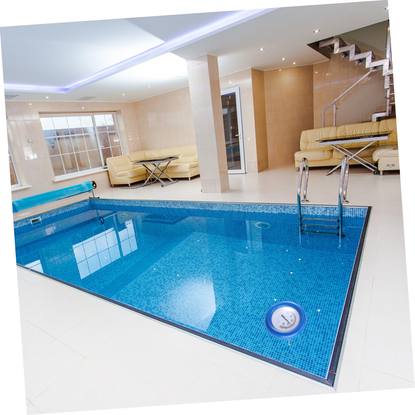 Termometro Galleggiante per Acqua, Grande Display, Blu | Acciaio Inossidabile e Plastica, Lettura Accurata per Vasche Interne e Hot Tub