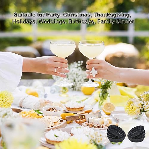 Miniatura 3 de Paquete de 12 moldes para quiche de 3 pulgadas, moldes redondos para tarta de huevo con parte inferior extraíble. Moldes pequeños para tartas