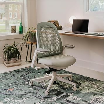 Haworth Breck Ergonomic Office Chair, Home Office Desk Chair, Agave | Computer Desk Chair with Height-Adjustable Lumbar Support, White Trim, Duo-Tone Hard Casters, and 4D-Arms