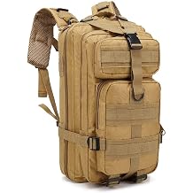 30L Military Tactical Hiking Backpack, Lightweight Waterproof Camping Travel Bag, Army Assault Rucksack Khaki