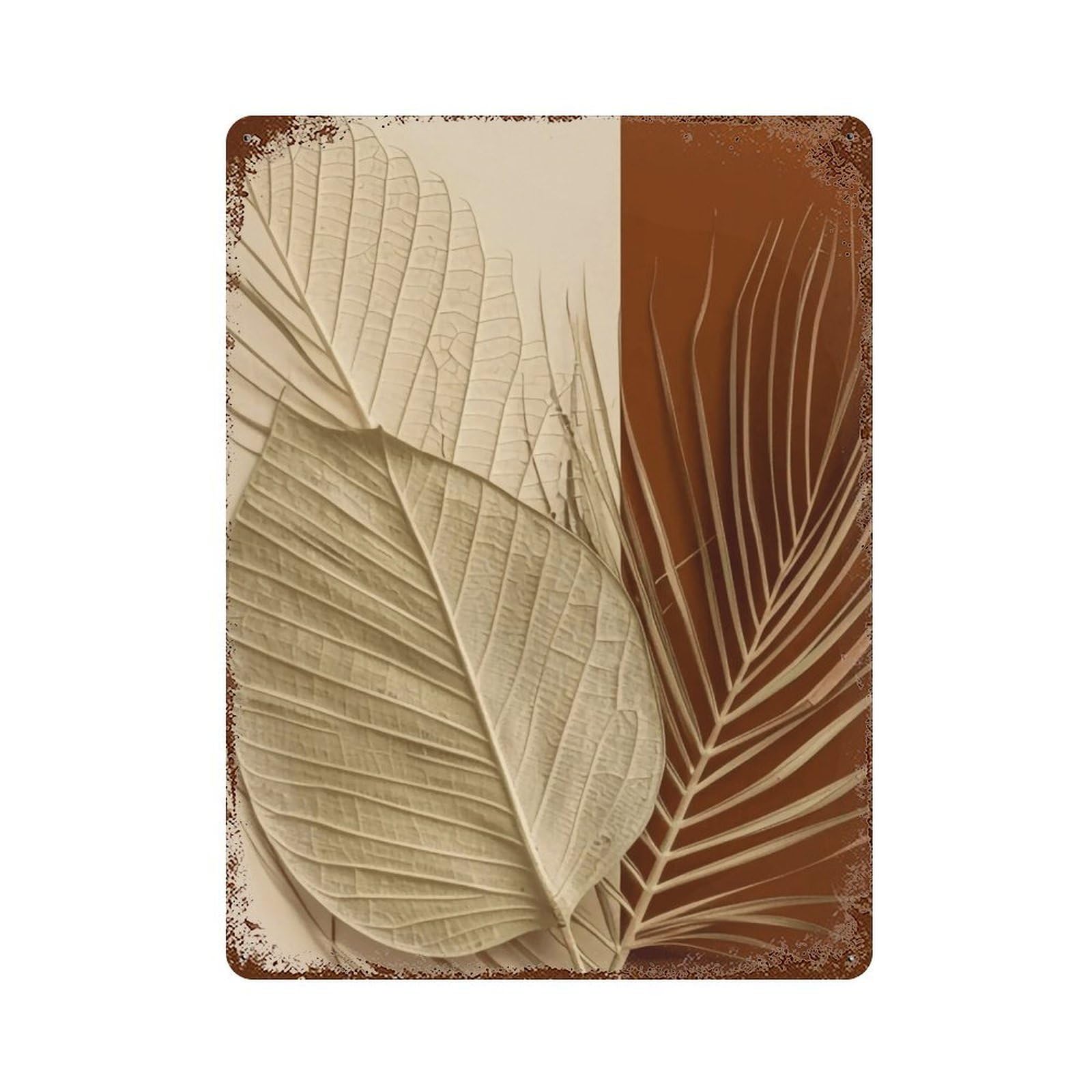 WUJHGRSG Earth Split Background Veined Dry Frond 02 Wall Art Retro Iron Vintage Metal Tin Sign Poster Modern Decor for Home Cofffee Club Bar Shop Style 40x30cm