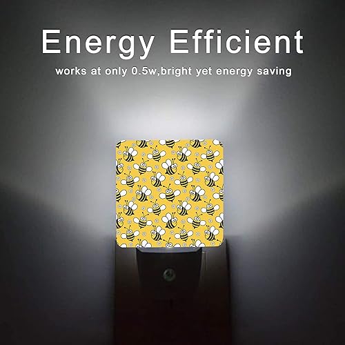 Miniatura 6 de Luz Nocturna de Abeja, Lindas Luces Nocturnas de Abejas de Dibujos Animados Enchufables con Sensor de Anochecer a Amanecer para Dormitorio, Baño y