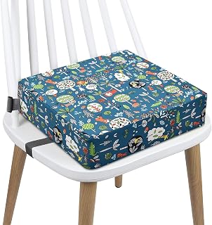 Booster Seat for Kitchen Chair - Washable Toddler Booster for Dining Table, Portable Travel Increasing Cushion for Kid (Forest Green)