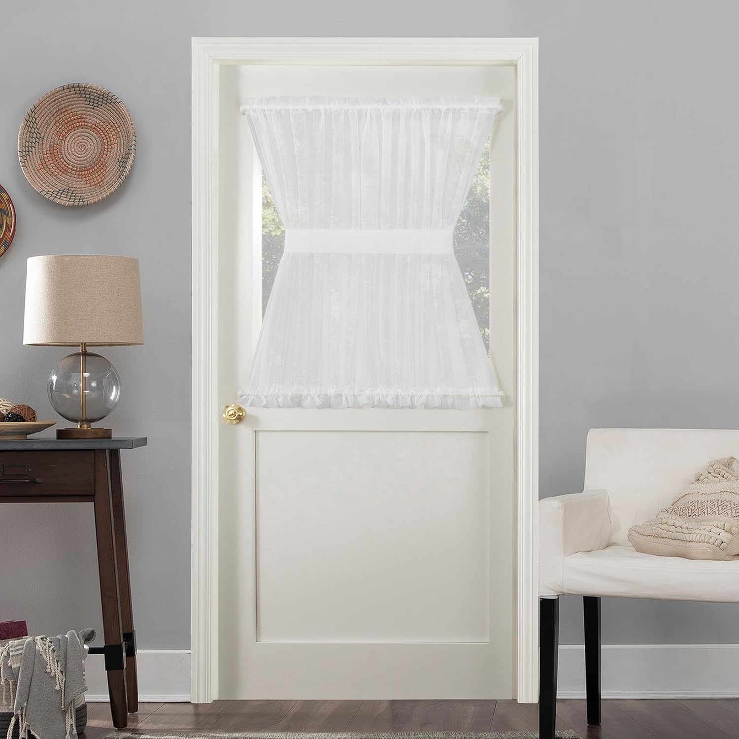 No. 918 Emily Sheer Voile Rod Pocket Door Curtain Panel, 59" x 72", White