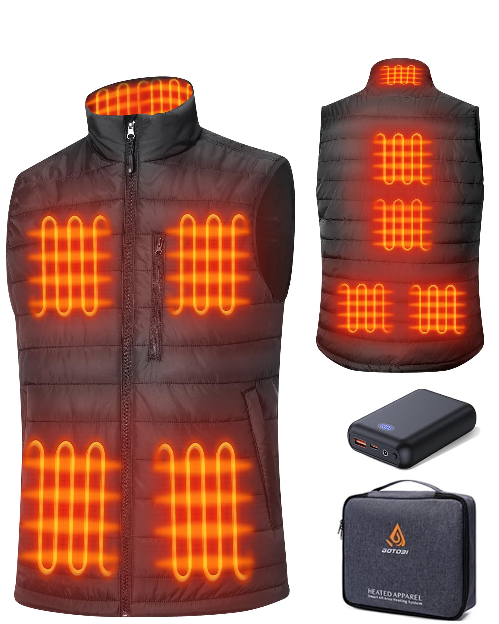 Chaleco Calefactable Hombre con Bateria de 16000mAh - 9 Zonas de Calefactable y 3 Temperaturas Ajustables,Termico Calefactable para Actividades al Aire Libre