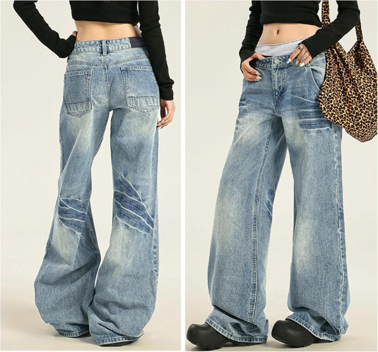 Low Rise Baggy Jeans for Women Wide Leg Y2k Boyfriend Jeans Vintage Washed Loose Fit Mom Denim Pants Streetwear - Image 2