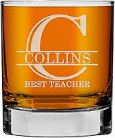 Vista 23 de Monograma grabado de cristal de whisky Rocks de 11 onzas (letra J), regalos de bourbon personalizados de la A-Z para hombres, día del padre, vidrio