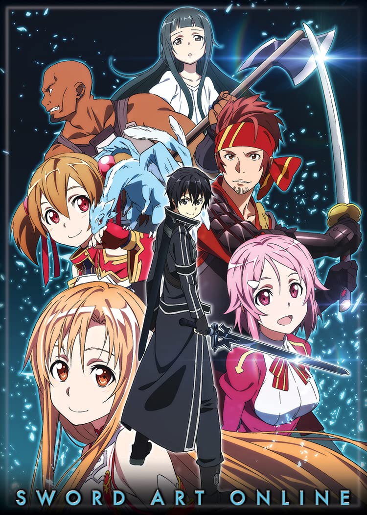 Ata-Boy Sword Art Online S1 Group Poster Night 2.5 X 3.5 Inch Magnet for refrigerators and lockers
