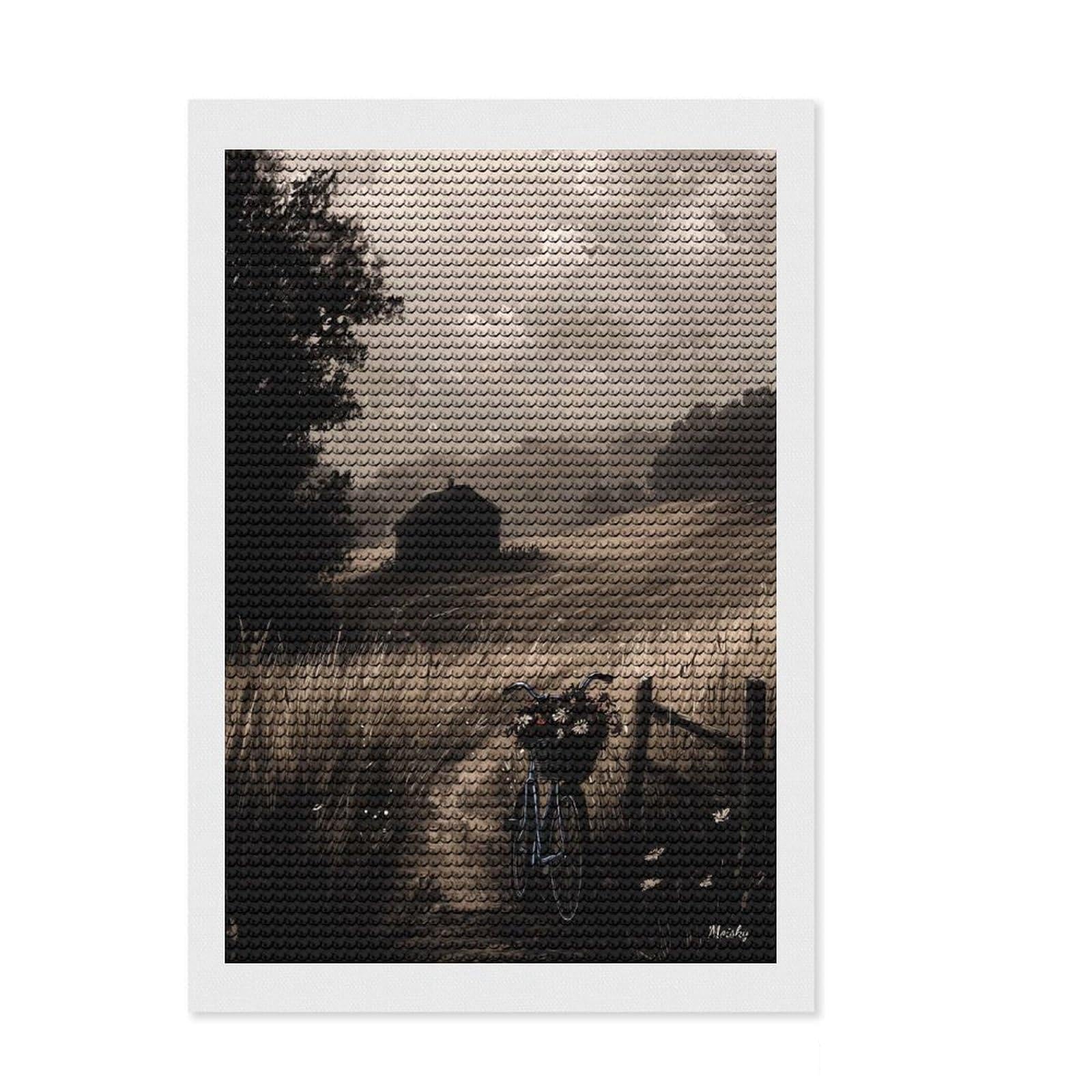 Junmoney Vintage Countryside Escape – Serene Rural Landscape Full Drill Diamond Painting Kit 8"x12", Nice Detail and Sparkle, Fun Craft Experience, Bedroom Decor, Gift Idea