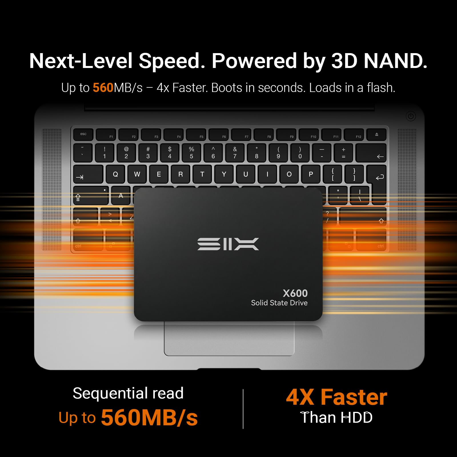 SIX Disque dur interne SSD SATA 2.5 512 Go en lecture jusqu'à 560 Mo/s