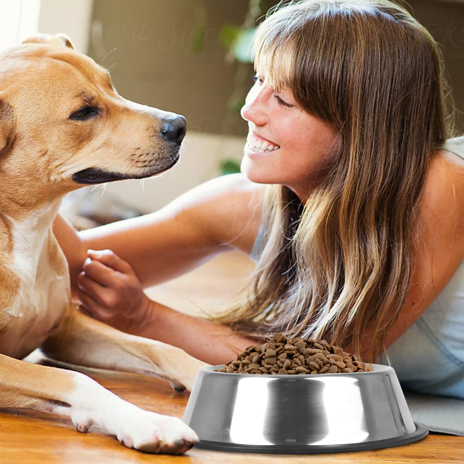 Nobleza - 2 Unidades Cuenco para Perros de Acero Inoxidable， Perros Antideslizante Tazón， Cuenco para Mascotas De Acero Inoxidable con Base De Goma Antideslizante para Perros Medianos/Grandes 22.5 CM