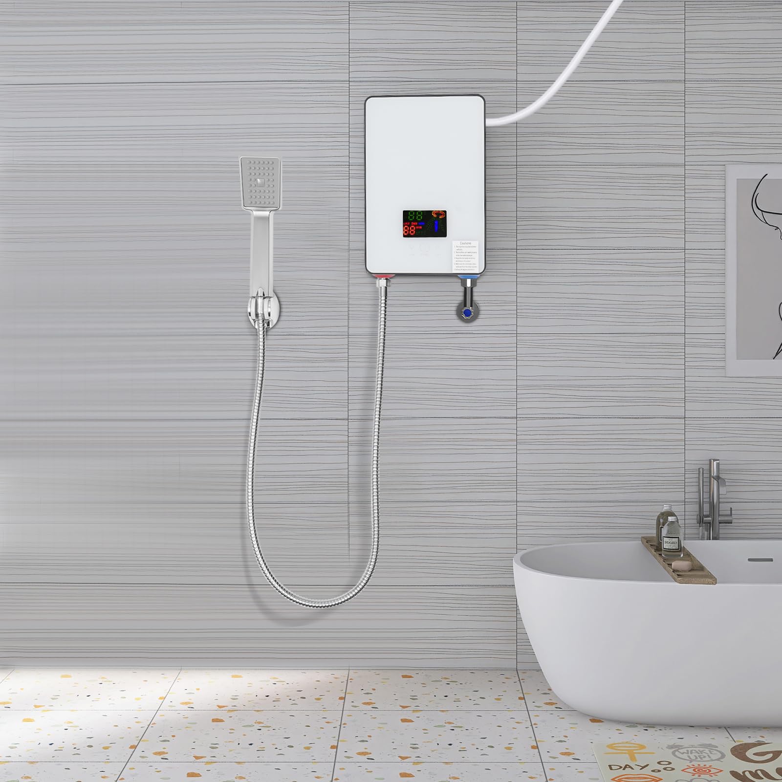 Scaldacqua istantaneo, riscaldatore elettrico 6500 W da parete tattile, 220