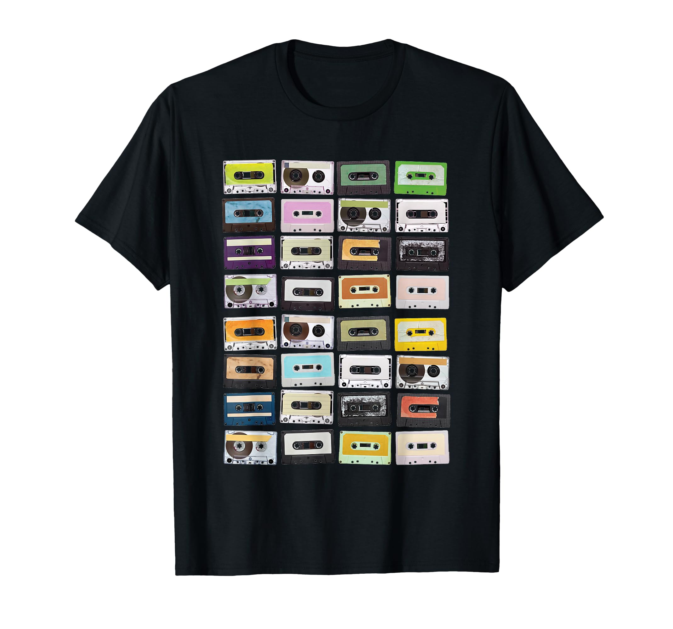 Cassette Tapes Mixtapes 1980s Radio Music Graphic Print T-Shirt Small