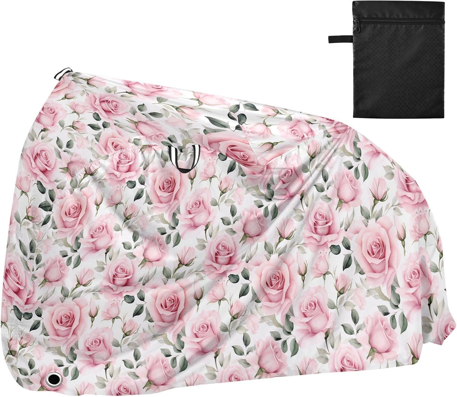 ALAZA Pink Rose Flowers Bike Cover Waterproof Outdoor Ebike Bicycle Covers Tarp Protection for 1/2 Bikes, Sun UV Dust Wind Proof