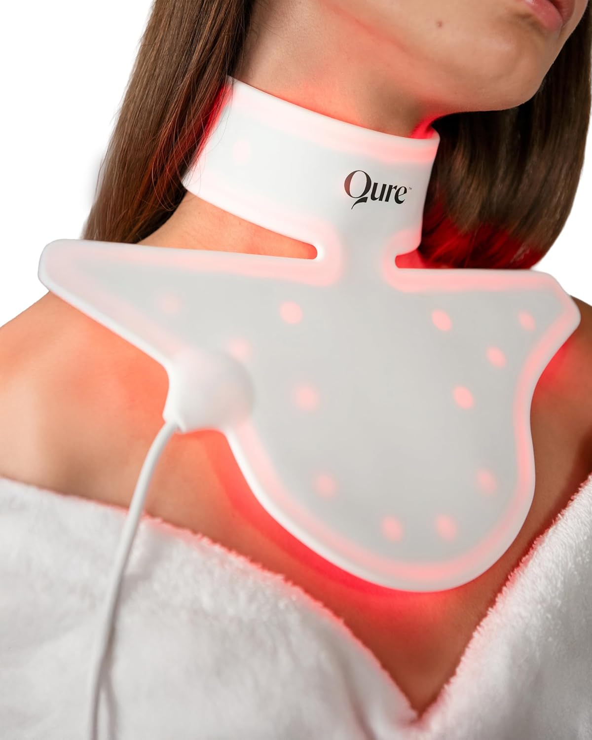 Qure Neck & Décolletage & Chest LED System, Red Light Therapy with 2 Wavelengths of Light, Red 633nm and Near-Infrared 830nm