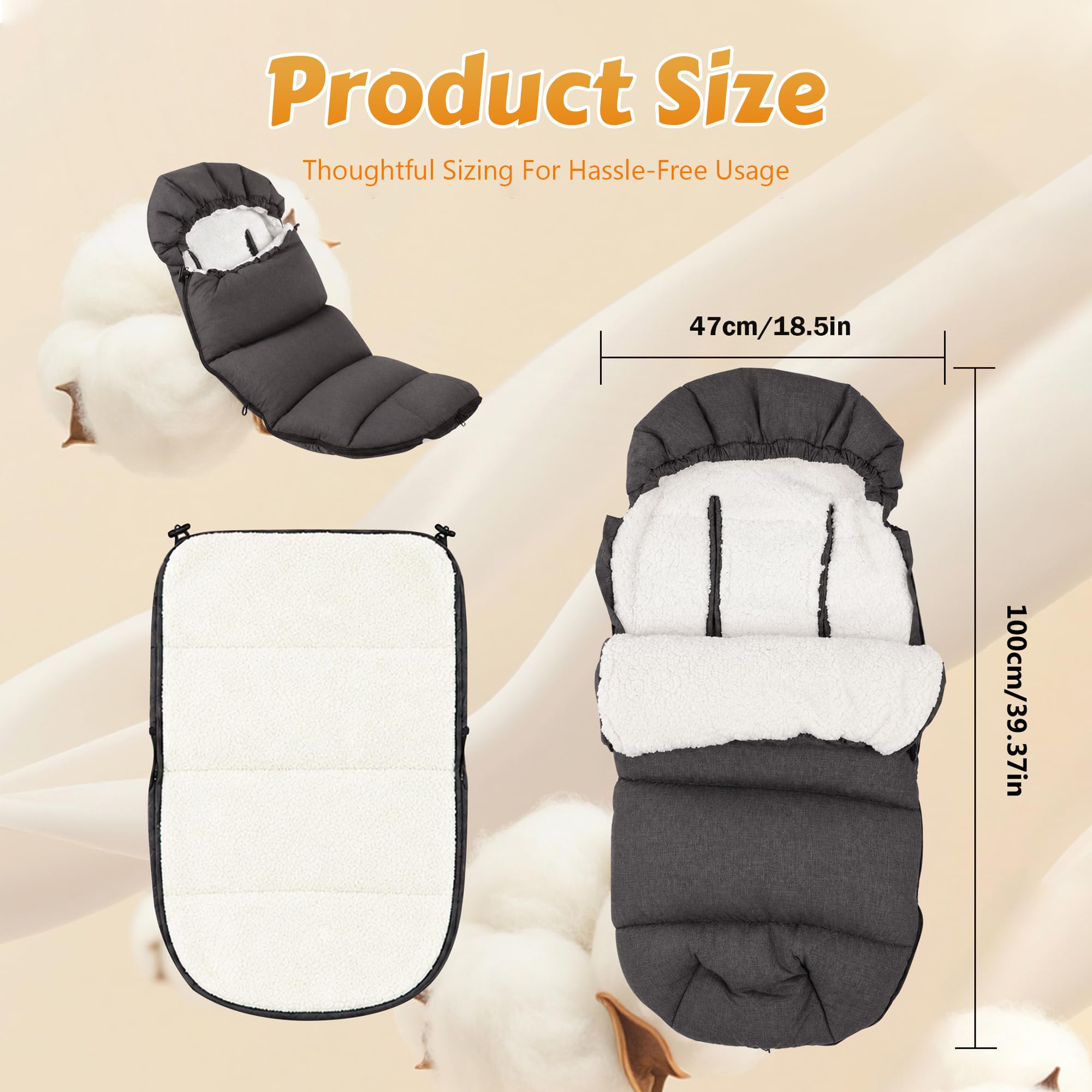auvstar Chancelière Poussette Universelle | Détachable Chanceliere Bebe Poussettes Chaud,Chanceliere Buggy Hiver Confortable avec Plupart Landau