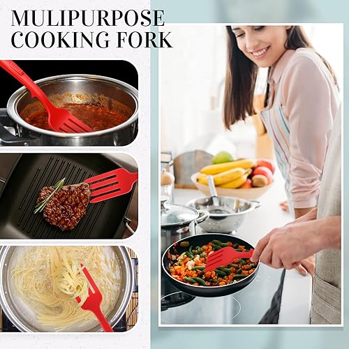 Miniatura 5 de Tenedor flexible de silicona 10 en 1 de 11 pulgadas, herramientas de cocina y utensilios de cocina resistentes al calor, lavavajillas, mezcla