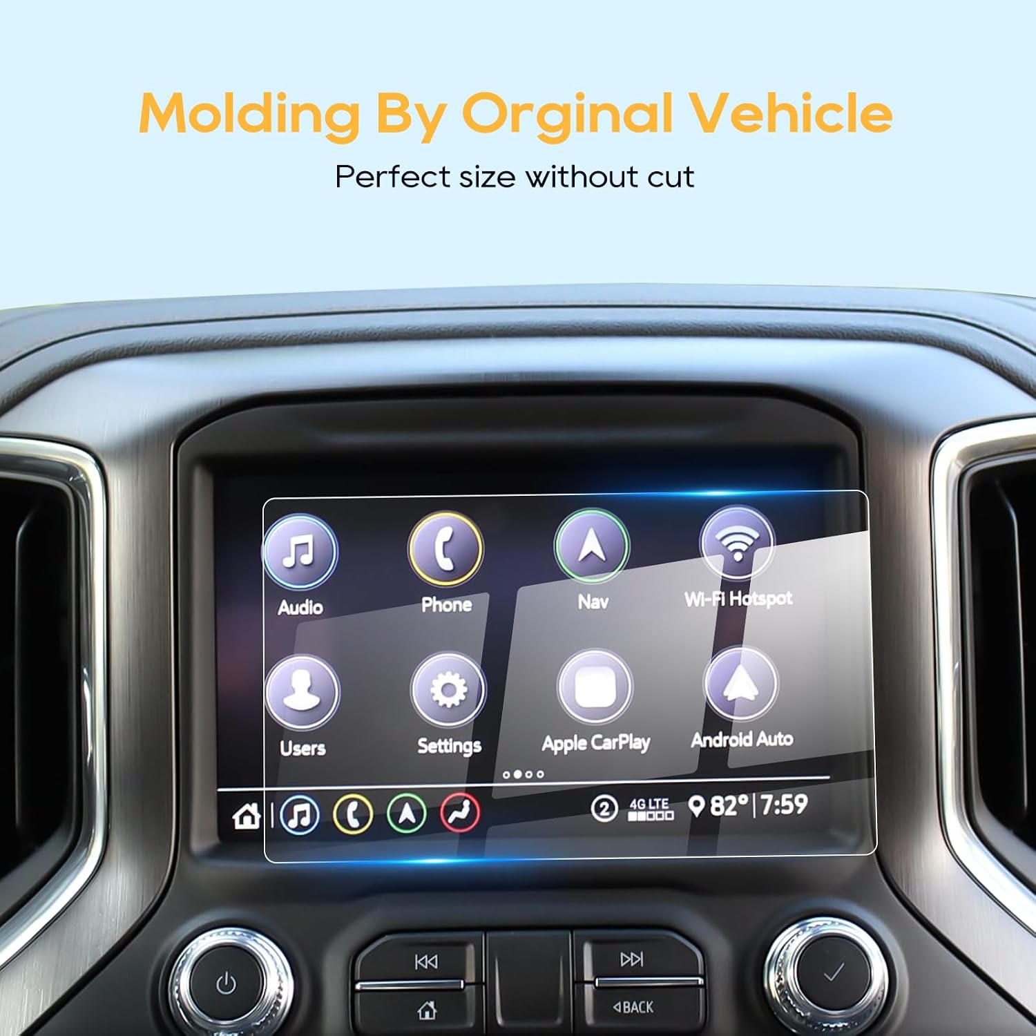 LFOTPP Car Navigation Screen Protector for 2016-2019 2020 2021 GMC Sierra 1500 2500HD 3500HD 8 Inch IntelliLink,Tempered Glass 9H Hardness Car Infotainment Stereo Display Center Touchscreen Protective Film