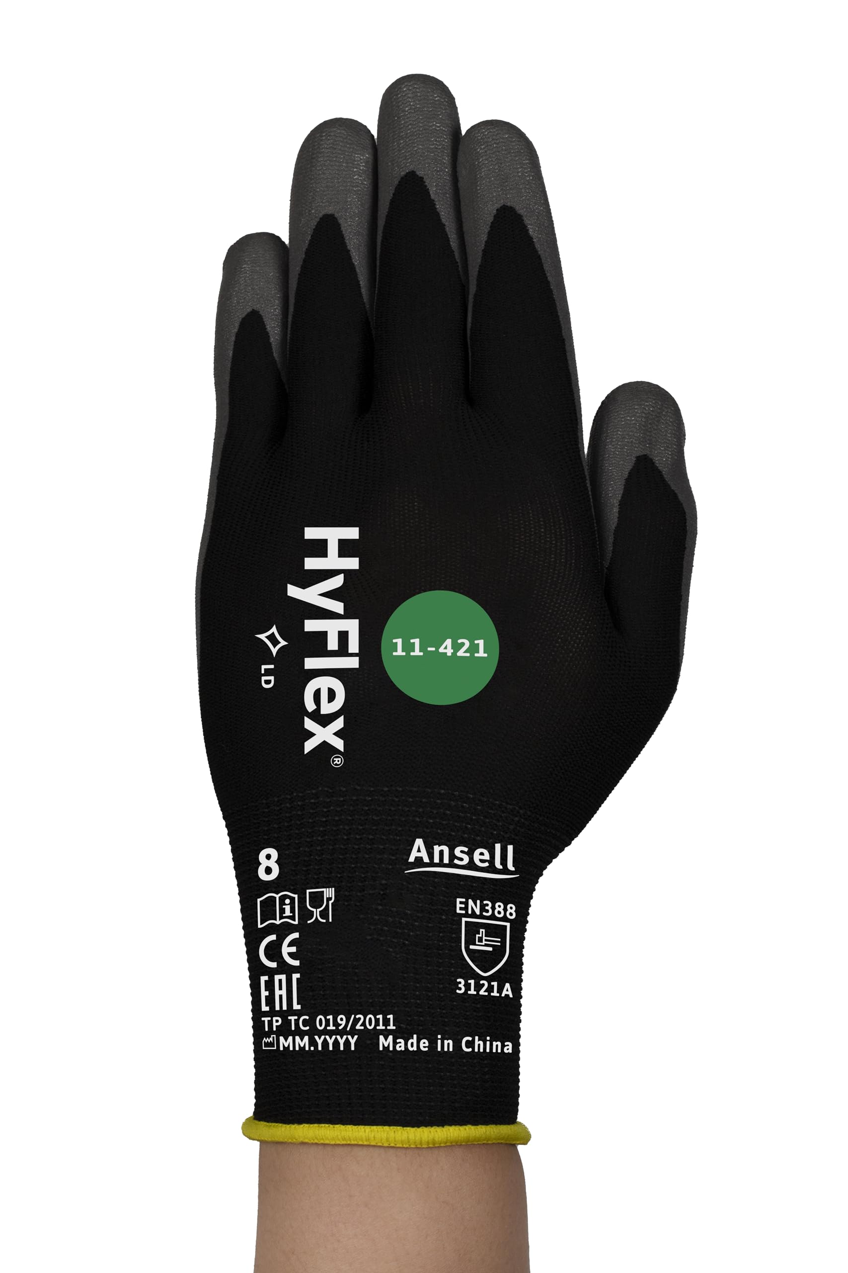 Ansell HyFlex 11-421 Gants de Travail Usages Multiples, Protection Risques Mécaniques, Excellente Résistance à l’Abrasion, Mailles Fines et Extensibles, Gris, Taille L (12 Paires)