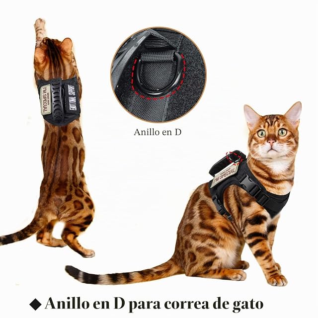 Foto 3 de 6 de Arnés táctico para Gatos para Caminar a Prueba de Escapes