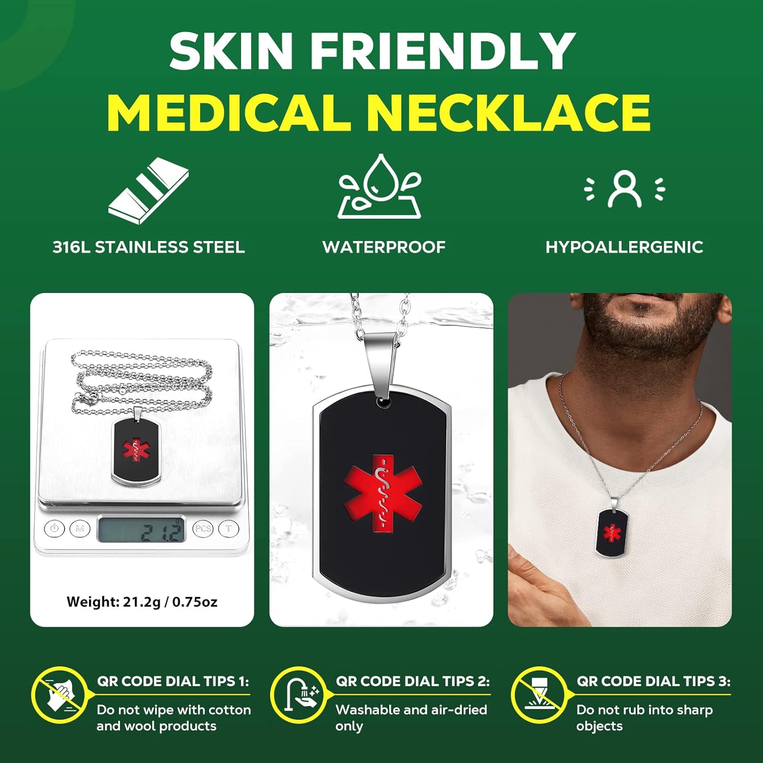 Medical Alert Necklace for Men Women Stainless Jamaica Ubuy