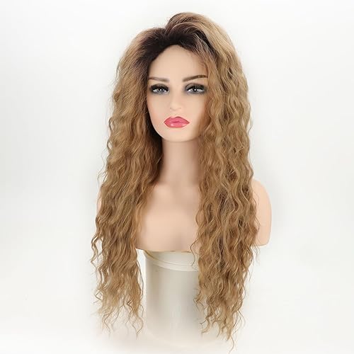 Miniatura 111 de Fencca Peluca rubia larga y ondulada para mujer, pelucas sintéticas resistentes al calor, para uso diario en fiestas Rubio degradado,Rubio